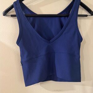 Lululemon Blue Ribbed V-Neck Tank Top